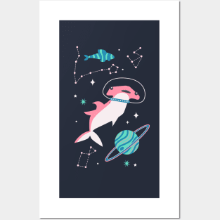 Pink Space Sharks Posters and Art